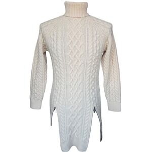 Alexander Wang Cream Cable Knit Turtleneck Sweater Dress
